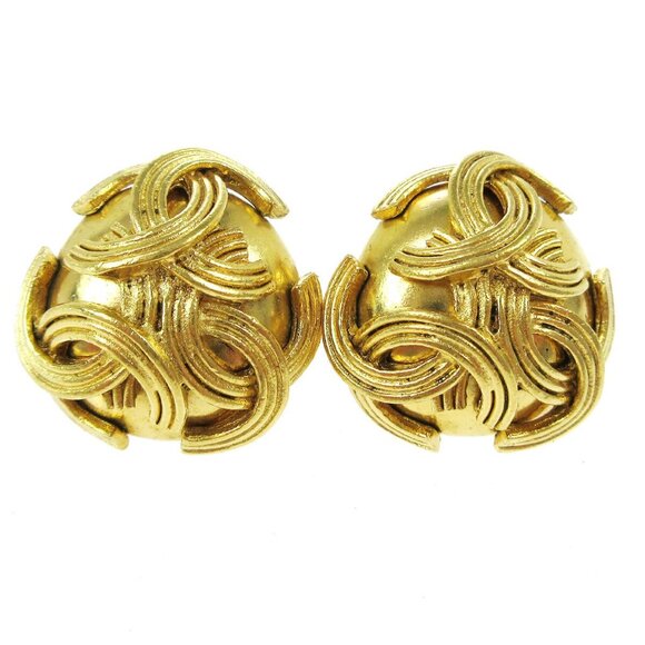Chanel Triple CC Earrings Clip-On Gold - Picture 1 of 4